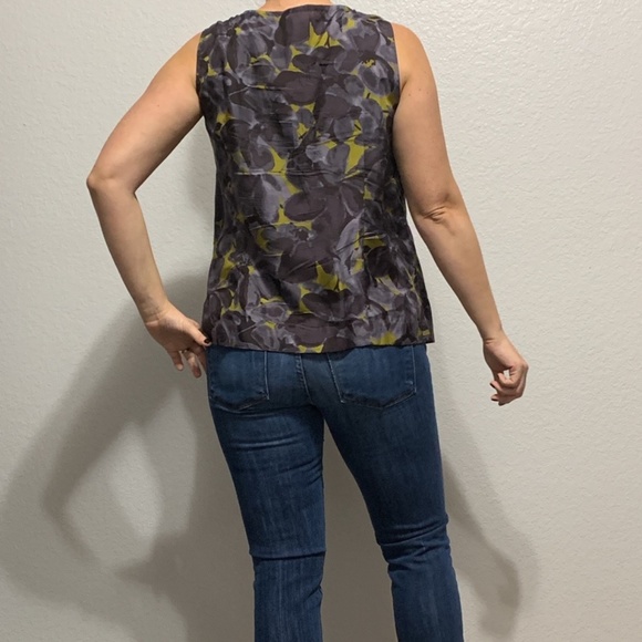 J.Crew Silk Flowy Mustard and Purple Top - 12 - Picture 3 of 7